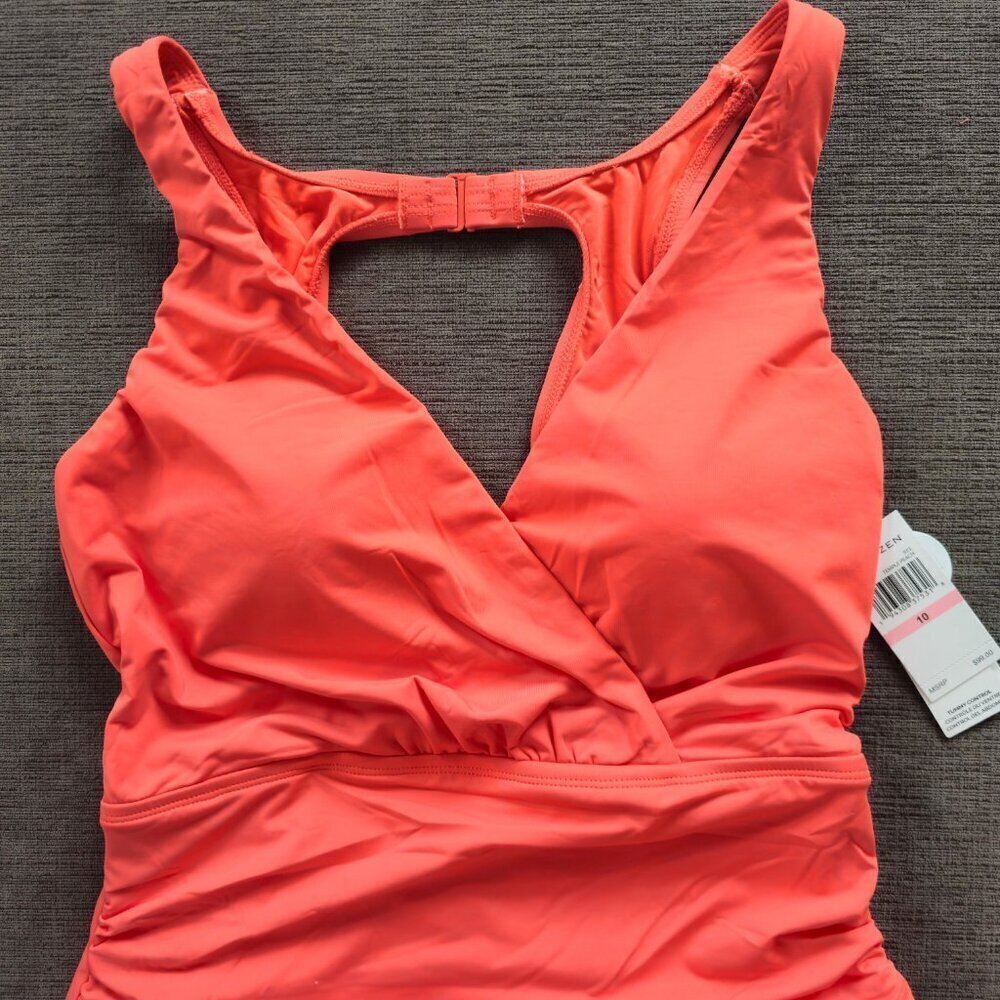 NWT JANTZEN Women's Peach Jewel Portrait Back One-piece Swimsuit Size 10 - Picture 7 of 13